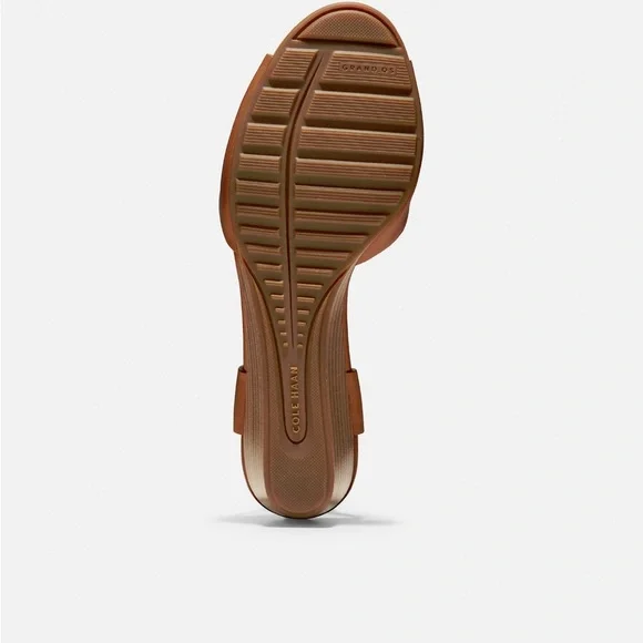 Cole Hann Genuine Leather Tan Wedge Sandals With Cushioned Footbed NIB - Picture 4 of 11